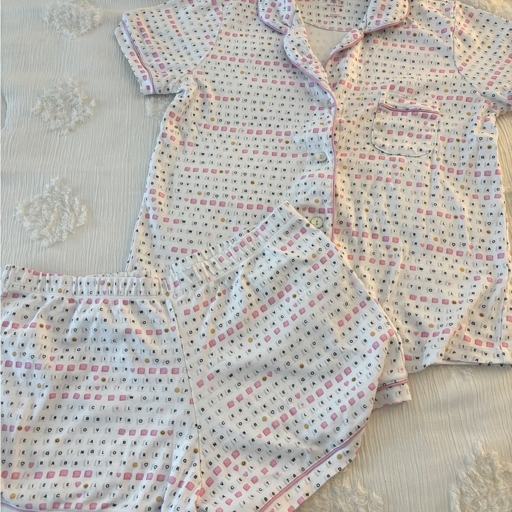 Roller Rabbit White and Pink Pajama Set